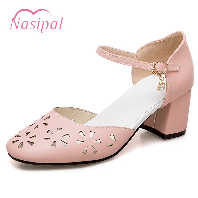 

Nasipal 2018 Summer New Women's Shoes Thick Bottom Square Toe Shoes Sandals Ladies Cut Outs Buckle Female Sandals Shoes C581
