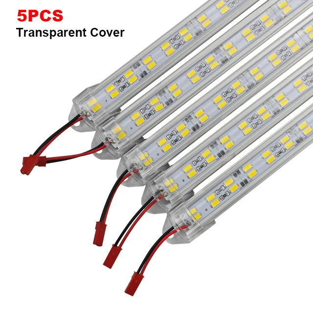 Алюминиевая СВЕТОДИОДНАЯ лента двухрядная DC12V 144 SMD 5630 5730 светодиодный жесткий светодиодный бар с крышкой для кухни светодиодный - Испускаемый цвет: 5pcs clear cover