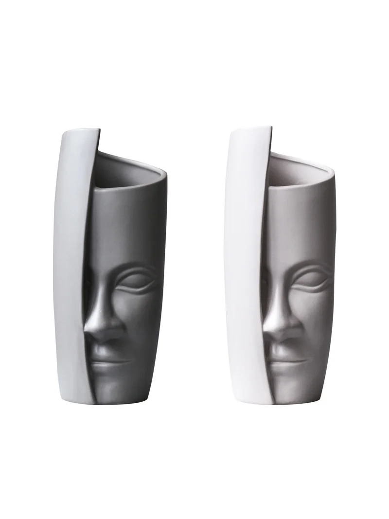 

Face Portrait Art Head Vase Living Room Flower Arranging Ceramic Floral Artificial Flower Jar Porcelain Flowers Figurines