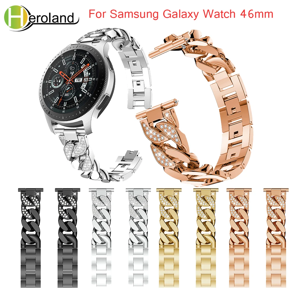 22 мм часы ремешок для samsung Galaxy часы 46 мм браслет Watchstrap для samsung Шестерни S3 Нержавеющая сталь запястье Diamond Ссылка ремень