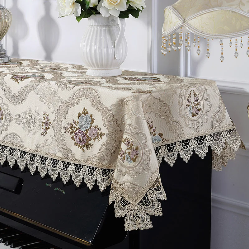 

Elegant Embroidered Lace Piano Cover Pastoral Rustic Style Piano Towels Half Covering Cloth Home Decoration Multipurpose Towel