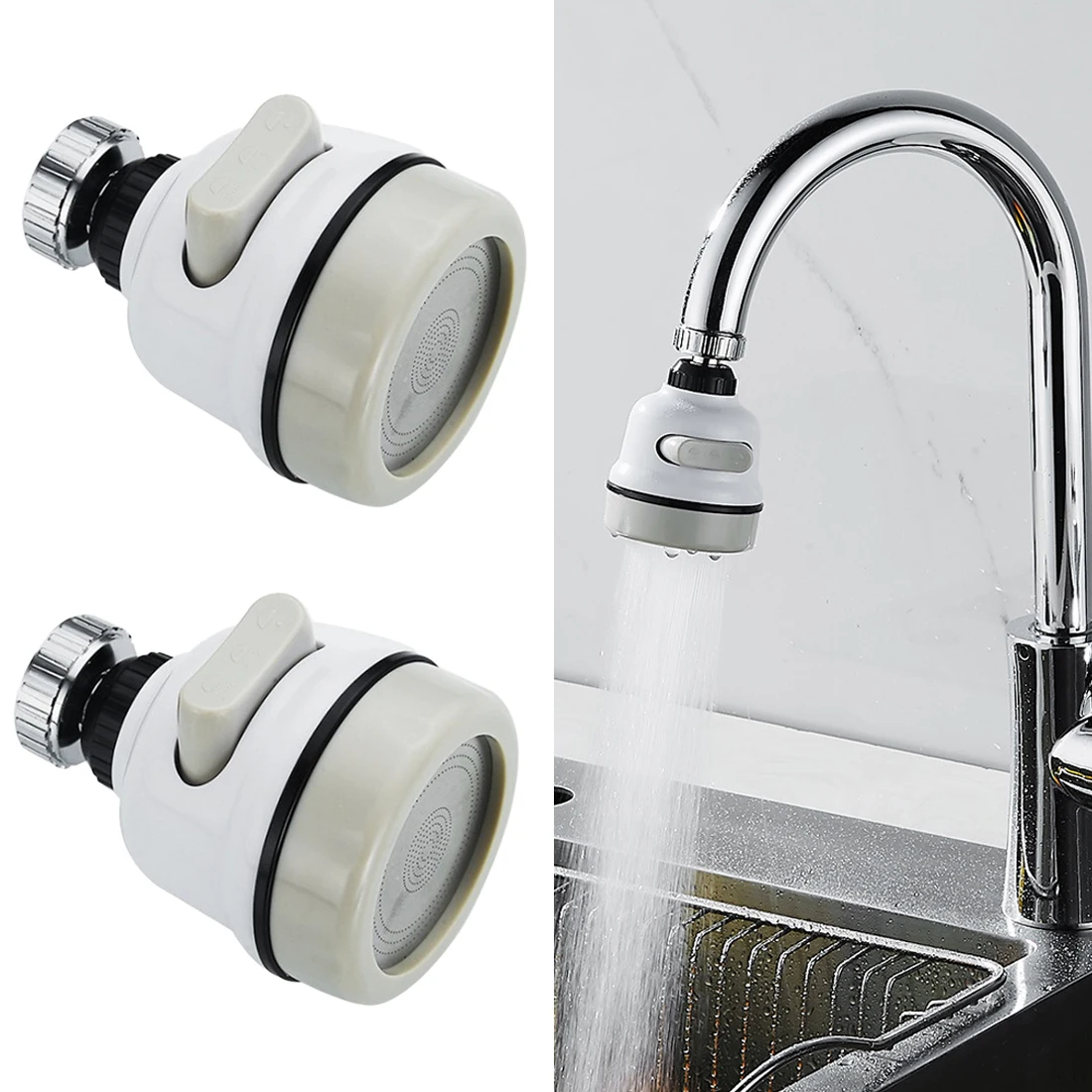 

Multifunctional 360 Degree Water Bubbler Swivel Head Water Saving Faucet Aerator Nozzle Tap Adapter Device Kitchen Accessories