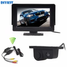 DIYKIT Беспроводной 4.3 Дюймов Цветной TFT LCD Монитора Автомобиля + Водонепроницаемый парковочный Радар Датчик Парковки Автомобиля Камеры Системы Комплект 2 в 1