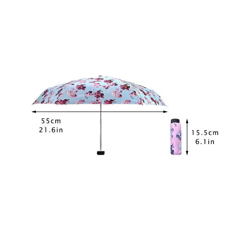 Пять цветов складной зонтик для женщин анти-УФ солнцезащитный зонтик дамы мини ветрозащитный двойного назначения карман Солнечный и дождь зонты