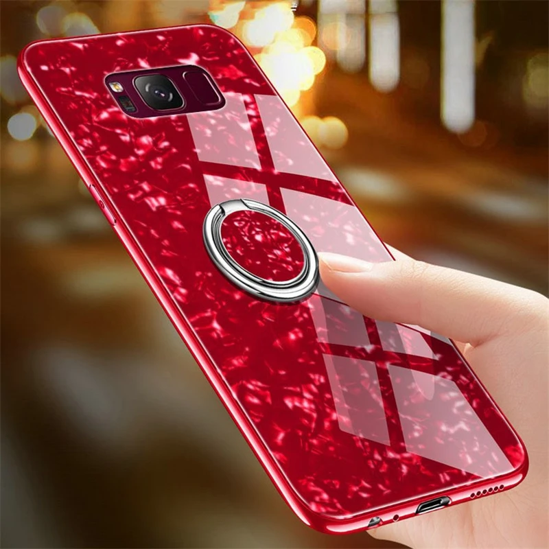 Для samsung Galaxy S8 S9 S10 плюс Примечание 8 9 Мрамор узор закаленное Стекло чехол для