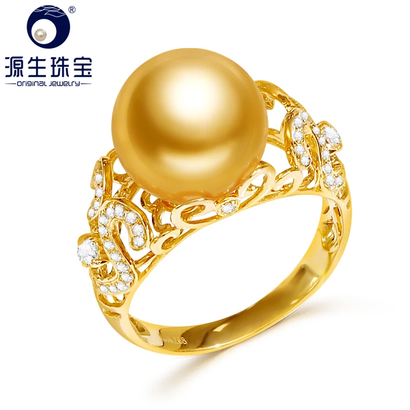 

YS 2.68 Grams 14K Solid Gold Anniversary Ring 10-11mm Genuine Saltwater South Sea Pearl Ring Fine Jewelry