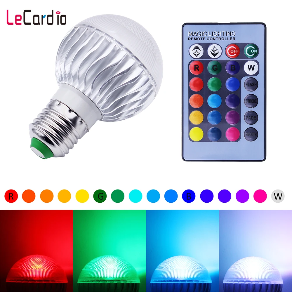 Лидер продаж светодиодная RGB лампа E27 3 Вт 5 16 меняющихся цветов волшебный
