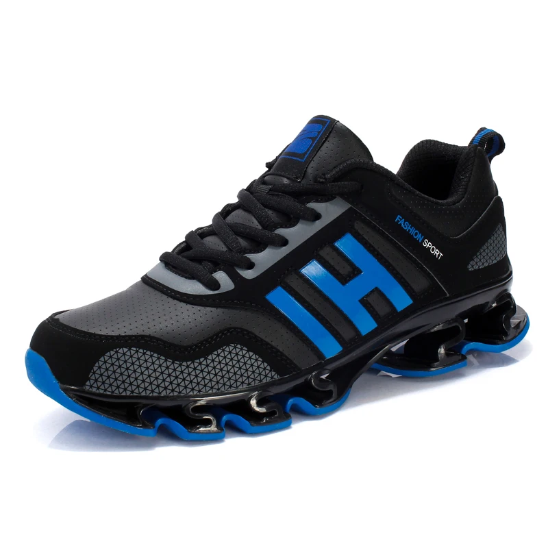  Men Athletic Shoes Breathable Running Sneakers Black Blue Sport Shoes Men Non Slip Gym Shoes Leather Trail Running Sneakers 