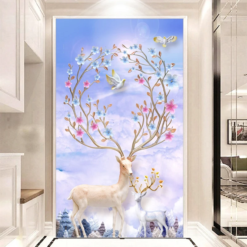 

Youran Diamond Mosaic Kit 5D Diy Diamond Painting Cross Stitch Fresh Scenery Deer Animal Living Room Bedroom Wall Decroration