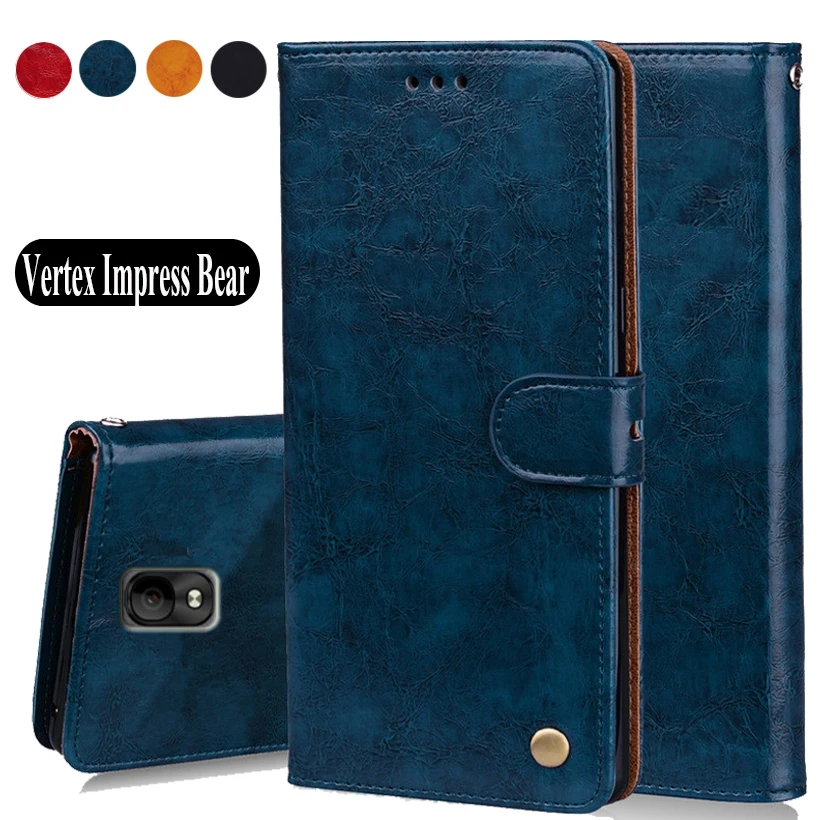 

Luxury PU Leather Slip-resistant Flip Wallet Case For Vertex Impress Bear Case 5.0" Back Cover Book Case Bags W02