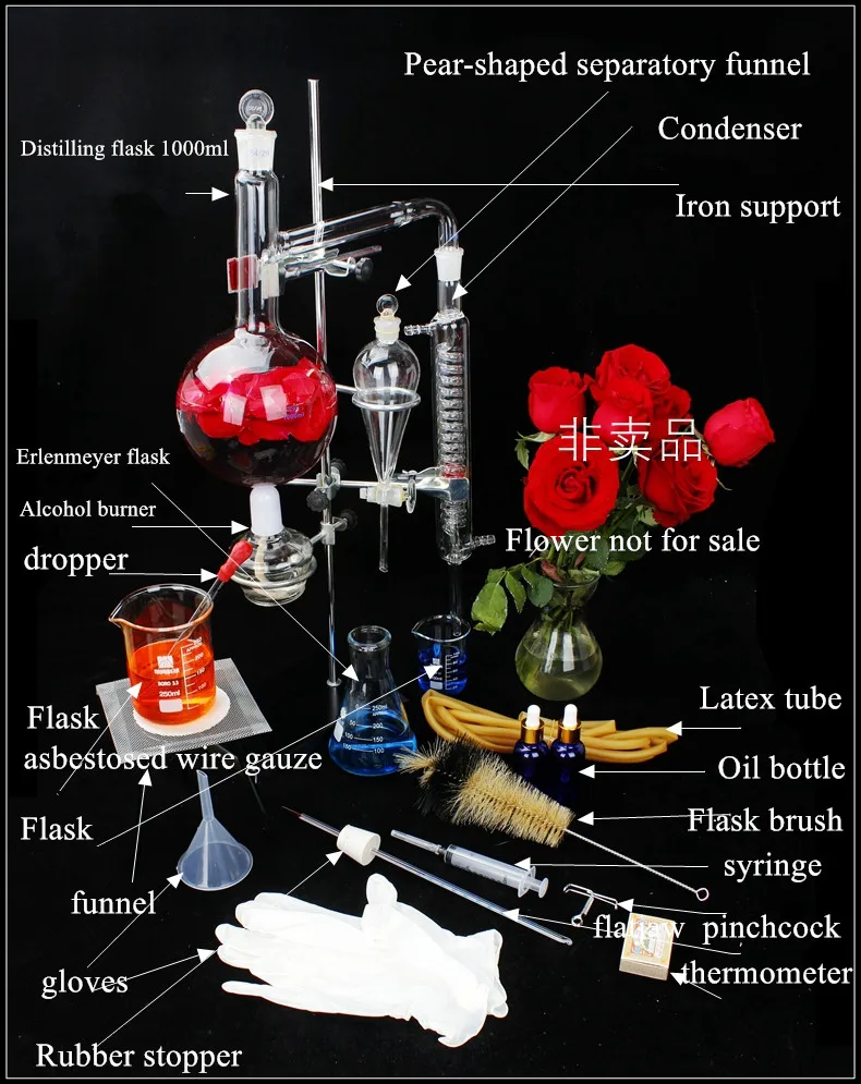 Устройство для очистки эфирных масел из дистиллированной воды стандартной конфигурации с толстой колбой 1000 мл