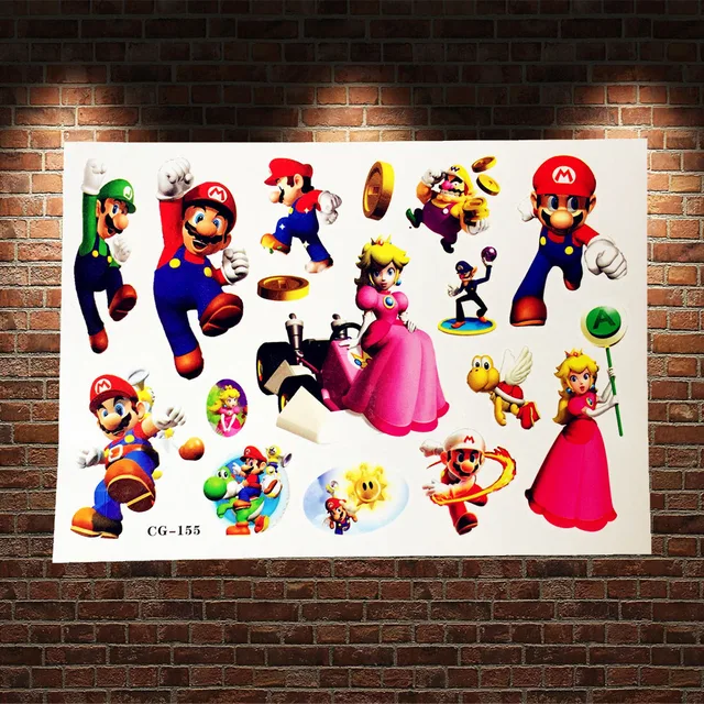 3d joyful game nintendo super mario tattoo stickers acg 155 kids