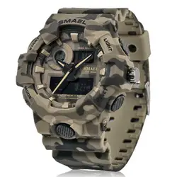 Новые камуфляжные военные часы SMAEL часы Для мужчин спортивные часы светодио дный кварцевые часы Для мужчин наручные Спорт 8001 Для мужчин s