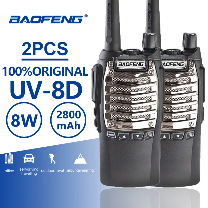 

2pcs Baofeng UV-8d Handy Walkie Talkie Dual PTT 8W UHF 2800mAh Long Standby Portable Ham Radio Baofeng UV-82 Two Way Radio UV 82