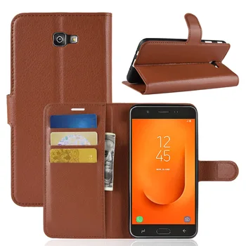 

10pcs/lot Litchi Pattern Flip Magnetic PU Leather Wallet Phone Case For Samsung Galaxy J7 Prime 2 G611F G611 Lychee Grain Cover
