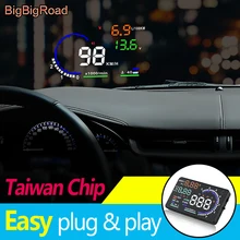 BigBigRoad Car HUD OBD2 Computer Windscreen Projector Head Up Display For Peugeot Expert Eurovans RCZ 406