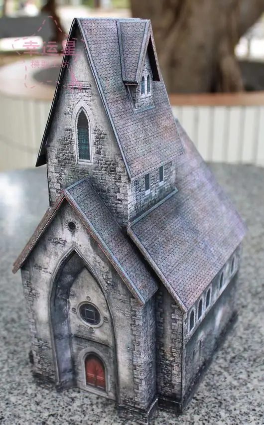 3D бумажная модель средневековых домов 1: 87 Лесная часовня сделай сам ручная