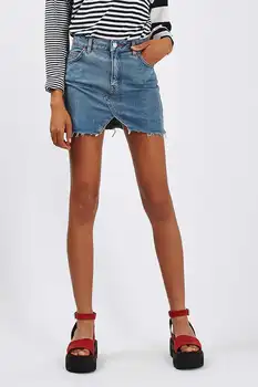 

2019 Women's Solid Color Denim Skirts High Waist Bodycon Skirt Casual Short Jean Skirt
