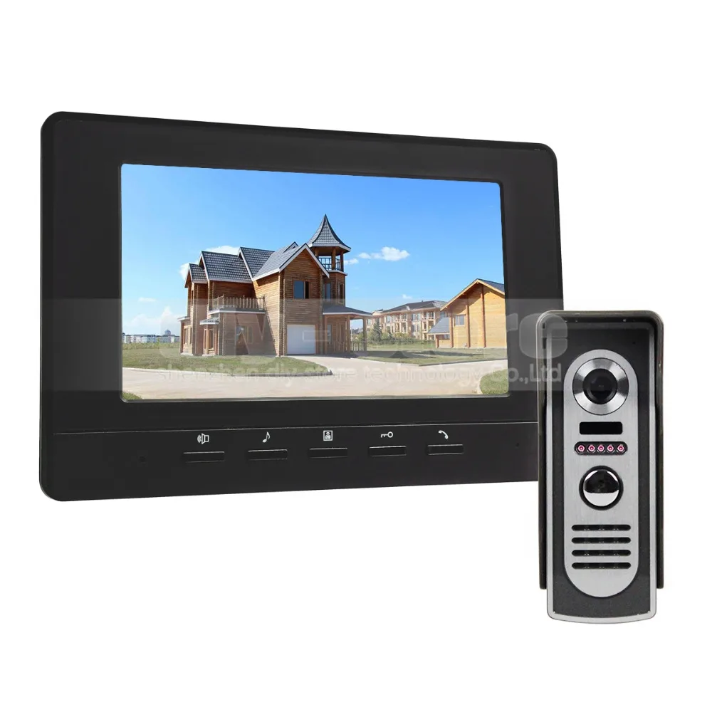 DIYKIT 600TV Line 7inch Video Intercom Video Door Phone IR Night Vision Outdoor Camera Black 1v1