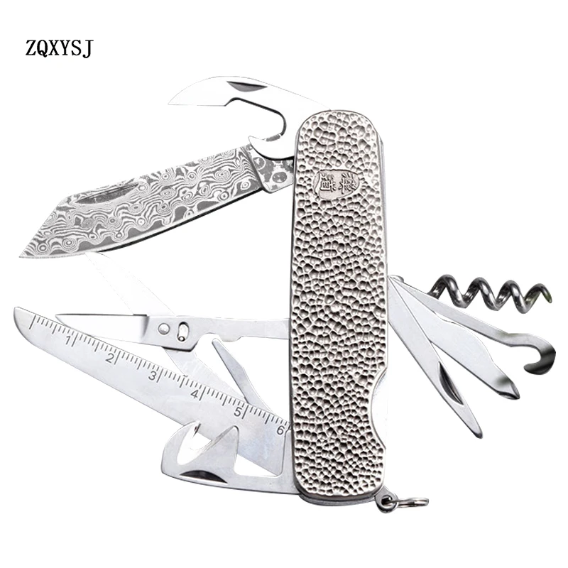 

Multifunction Folding Tools Outdoor Self-defense Knife Collection Damascus Survival Camping Mini Travel Kit Multi Portable Tools