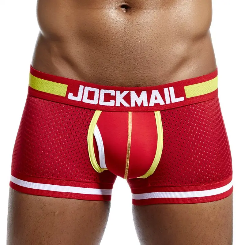 JOCKMAIL, 5 шт./лот, боксеры для мужчин, сетчатые, с дырками, боксеры, мужское нижнее белье, сексуальные трусы, cueca, боксеры для геев, мужские трусы - Цвет: B