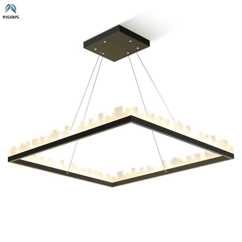 

Modern Remote Control Dimmable Square Metal Led Pendant Lights Minimalism Living Room Adjustable Led Hang Lamp Luminaria Fixture