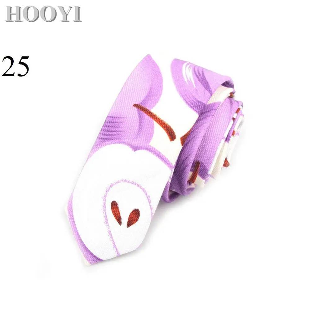 HOOYI цветочный хлопок печати мужской тонкий галстук 5 см ширина узкий - Цвет: 25