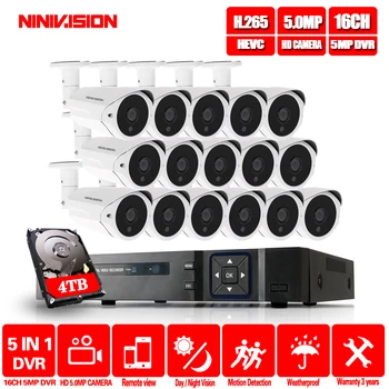 

16CH Surveillance System 16 5.0MP Outdoor Security Camera 16CH CCTV DVR Kit Video Surveillance iPhone Android Remote View