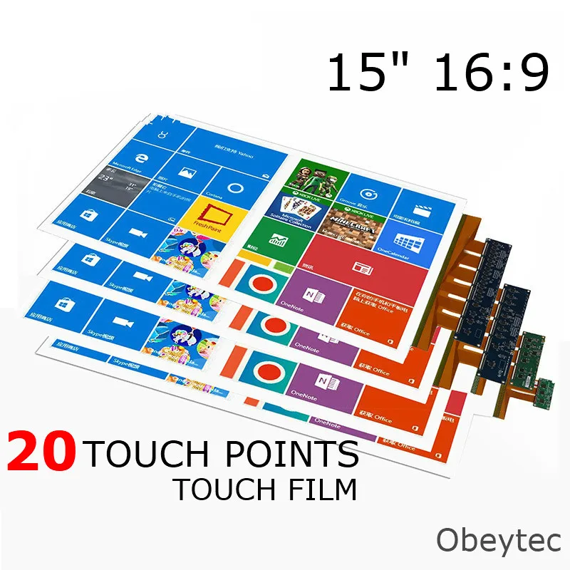 

Obeytec 15 inch Nano Touch Foil, USB Port, 20 Touches, Best Choice for Magic Mirror, Kiosk Terminal, White Board, Wide Screen