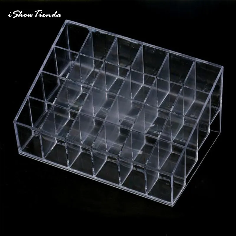 

Generic 24 Stand Trapezoid Clear Lipstick Lotion Makeup Cosmetic Holder Storage Display Stand Shelf Tool Cosmetic Display Stand