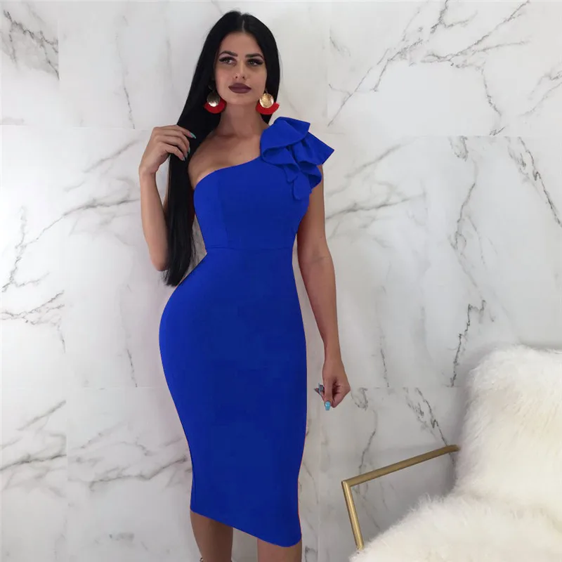 

2019 summer dress Women Casual straight Sexy one Shoulder party Dress elegant plus size fashion women dress vestidos S-2XL