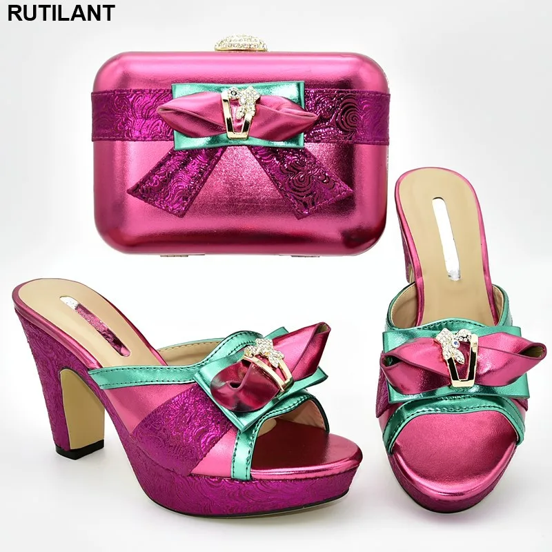 

Latest Italian Shoes with Matching Bags for Women Matching Shoes and Bag Set In Heels Nigerian Women Party Shoes with Rhinestone