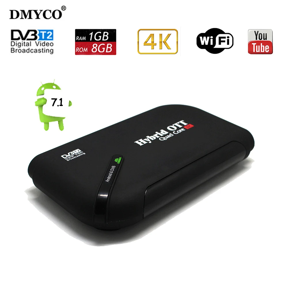 

Android 7.1 1GB+8GB DVB T2 Quad Core OTT BT4.0 H.265/MPEG-4 dvb-t2 tv tuner Support Netflix youtube Google 4K Smart Set-top Box