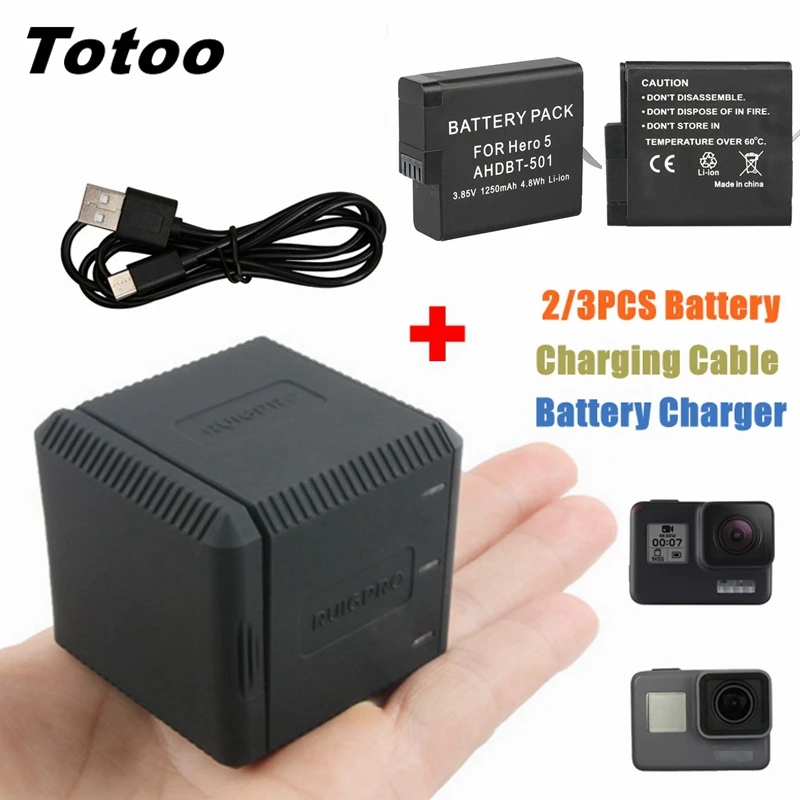 2 3pc For Go Pro Hero 5 6 7 8 Battery Storage Type Charging Box Case Charger For Gopro Hero 6 5 Hero 7 Black Hero8 Accessories Sports Camcorder Cases Aliexpress