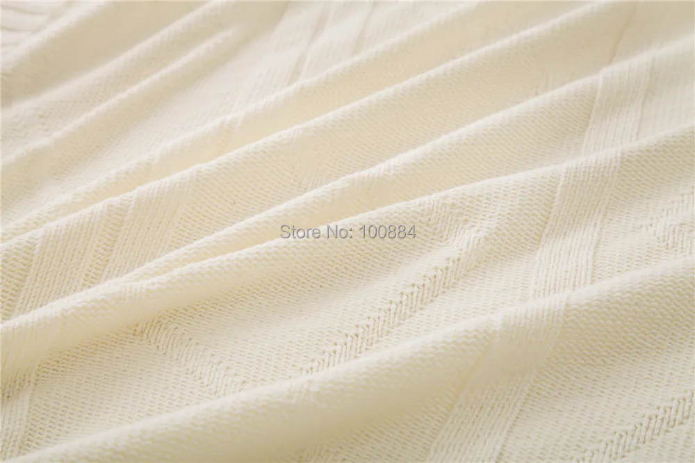 Хлопок роскошный вязаный blanet, белый Цвет Нитки Постельные принадлежности Одеяло, SIZE130 x 180 см(51 х 70 дюймов), белый Одеяло на кровать