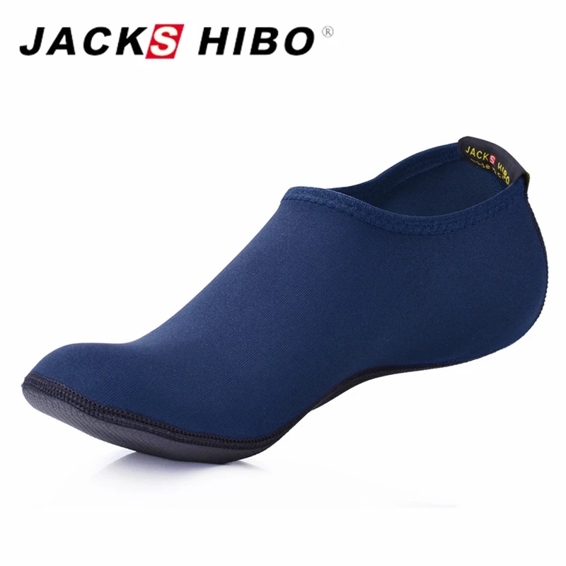 

JACKSHIBO Summer New Men Slippers Mens Slip on Water Shoes Aqua Slipper for Beach Waterpark Sandalias Navy Blue Zapatos Hombre