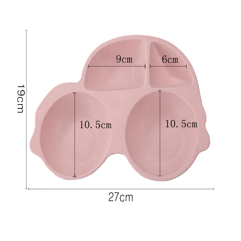 GZZT Baby Dishes Plate Lunch Box Bamboo Fiber Cute Cartoon Feeding Toddler Tableware Children Dinnerware Set