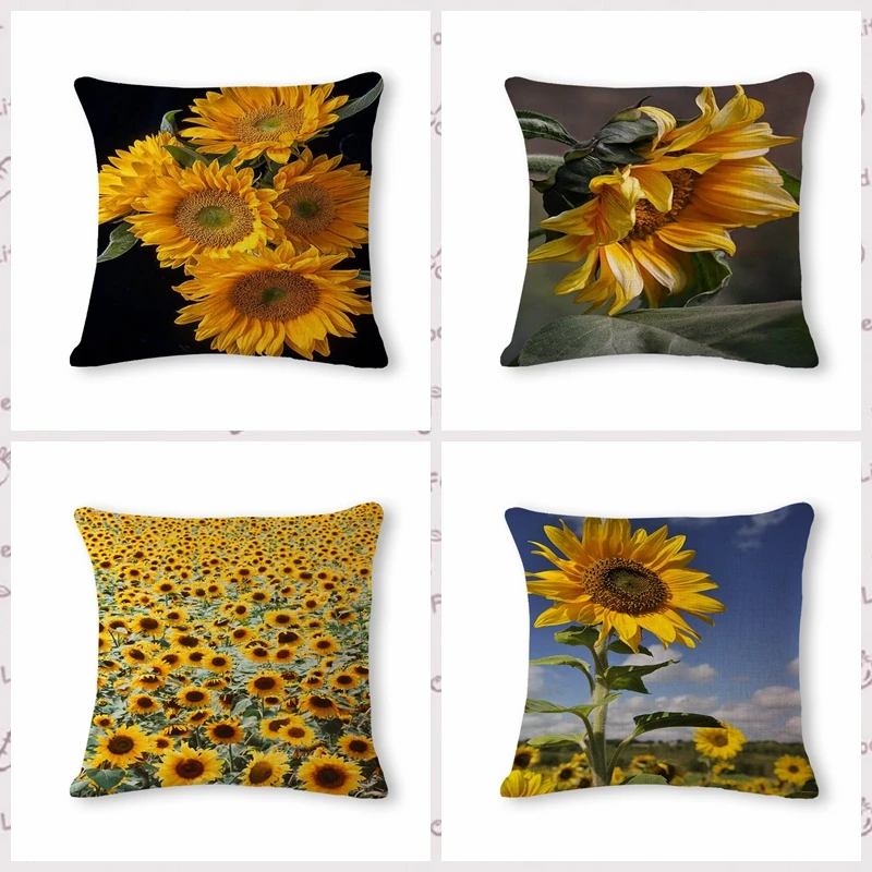 

Sunshine sunflower pattern Cushion(No Filler) Polyester Family affection Sofa Car Seat family Home Decorative Throw Pillow