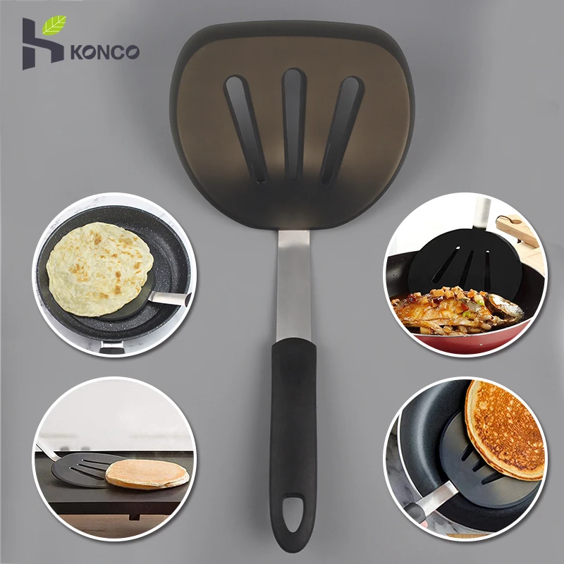 

Konco Silicone Turners Kitchen Gadgets Tools Egg Fish Frying Pan Scoop Fried Shovel Spatula Cooking Utensils Cookware