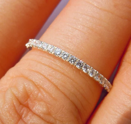 

Wellmade Ladies Sterling Silver Ring AAA Zircon Stackable Ring