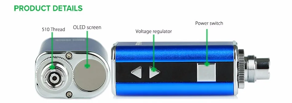 Eleaf mini istick 10 Вт 1050 мАч с светодиодный экран изысканный портативный мини мод аккумулятор 1050 мАч подходит для GS резервуар Атомайзер