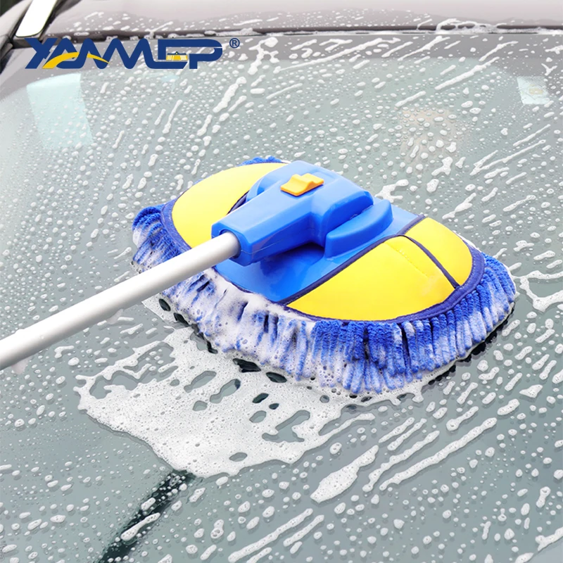 Car Wash Brush Cleaning Mop Chenille Broom Telescoping Long Handle Car