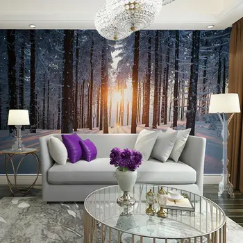 

Snow Tree Forest Landscape Nature Photo Wallpaper Mural Home Decor Wall Papers 3D Living Room Self Adhesive Vinyl/Silk Wallpaper