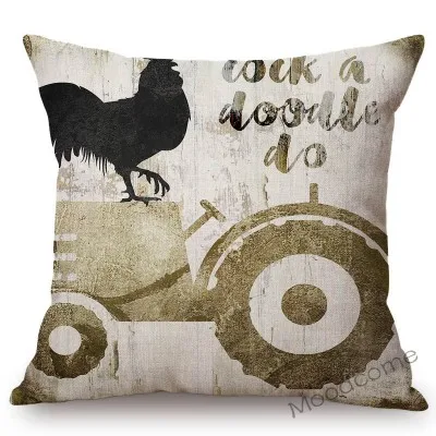 Vintage Farm Animals Rooster Cow Pig Sheep Home Decorative Sofa Throw Pillow Cover Sweet Farm Retro Cotton Linen Cushion Cover - Цвет: T231-5