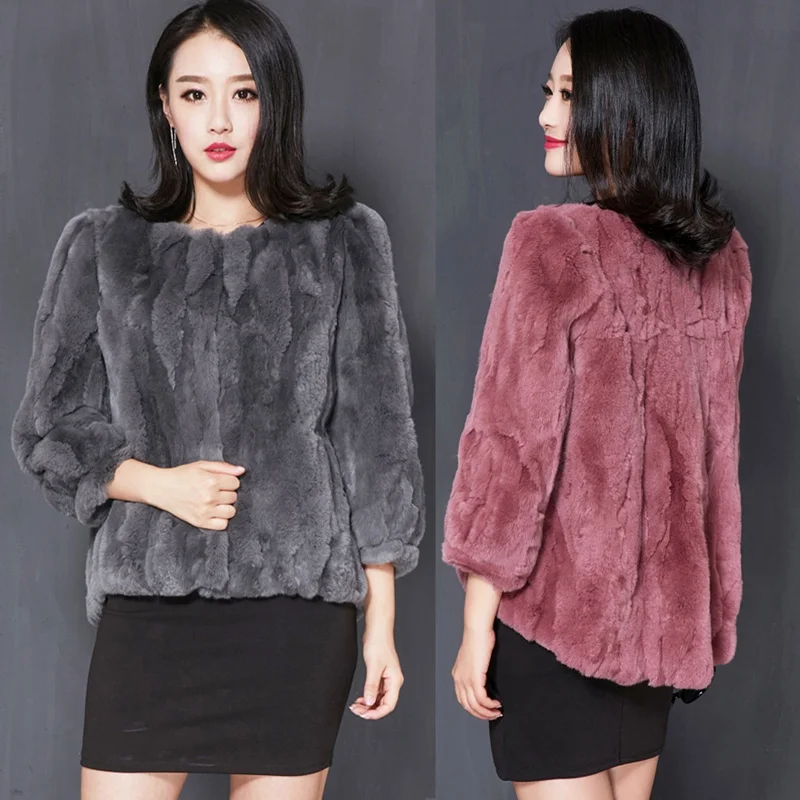 

2018 new arrival real rex rabbit fur coat for women fashion autumn and winter Russia femme warm outwear short jackets o collar