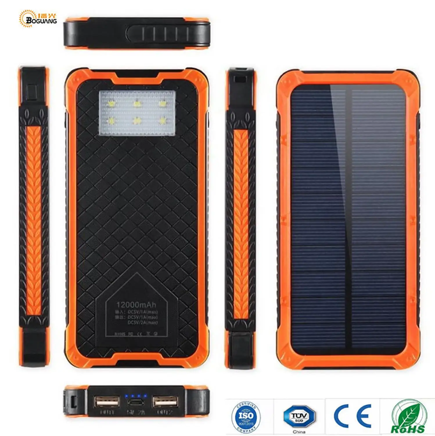 

Xinpuguang 20000 mAh Solar Power Bank 20000mAh Mobile Charger 2 USB Ports Portable Charger for Smart Phone Battery Light
