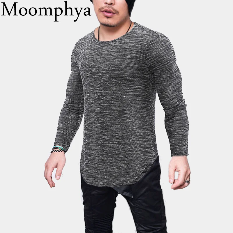 Moomphya 2018 Новое поступление мужская жаккардовая футболка с изогнутым подолом