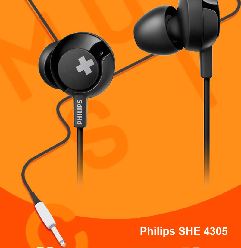 Philips SHE4305 3,5 мм наушники-вкладыши с шумоподавлением стерео бас гарнитура для Xiaomi официальный тест