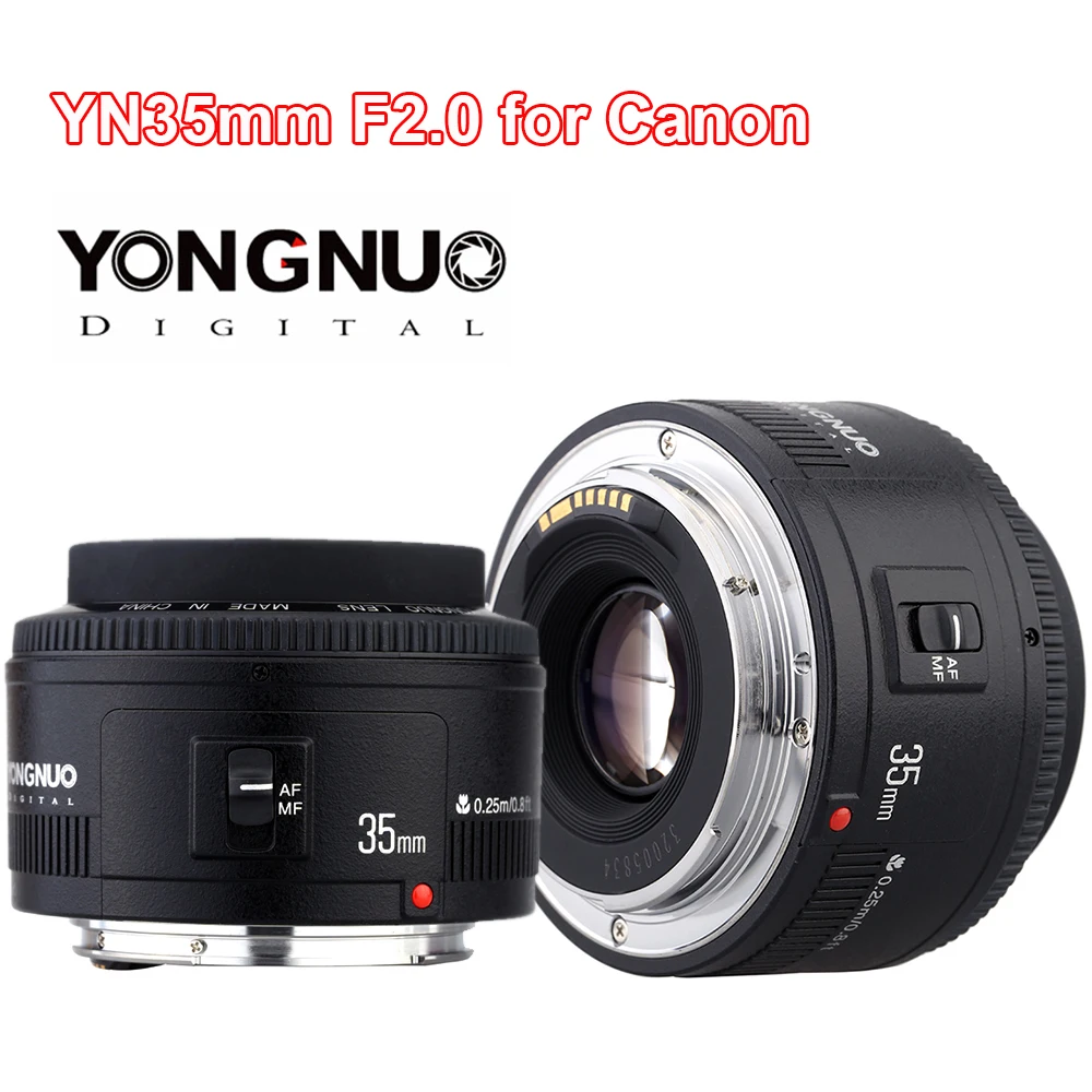 YONGNUO 35mm lens YN35mm F2.0 lens Wide angle Fixed/Prime Auto Focus ...