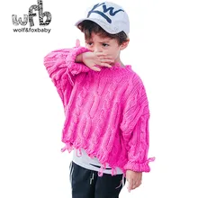 Розничная, свитер для детей от 2 до 12 лет детский вязаный пуловер Свободный свитер с открытым подолом костюм для мальчиков весна-осень